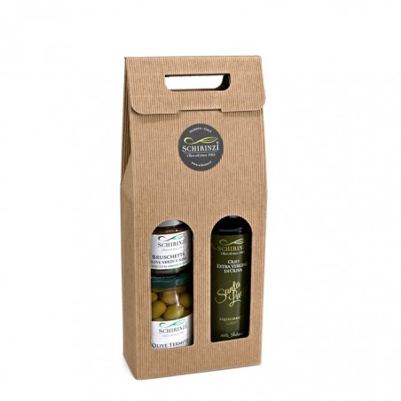 Wave-Geschenkbox mit 2 Fenstern, extra nativem Olivenöl und typischen Salento-Produkten