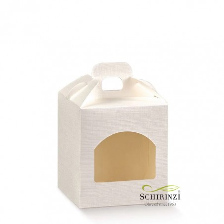 White silk effect jar box with window for gifts and favours