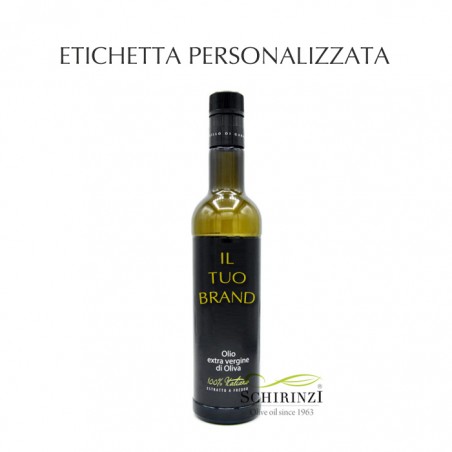 Non-refillable extra virgin olive oil bottle HO.RE.CA. with personalized label