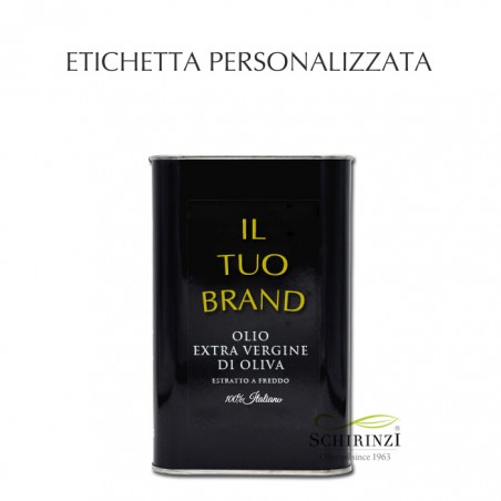Extra virgin olive oil can with personalized label branded by the customer, 1 liter size