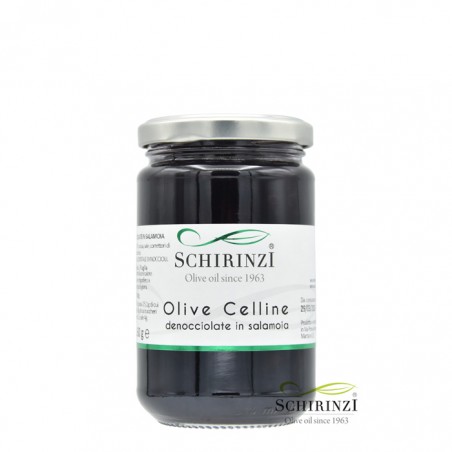 Sale Celline pitted black olives in brine from Apulia