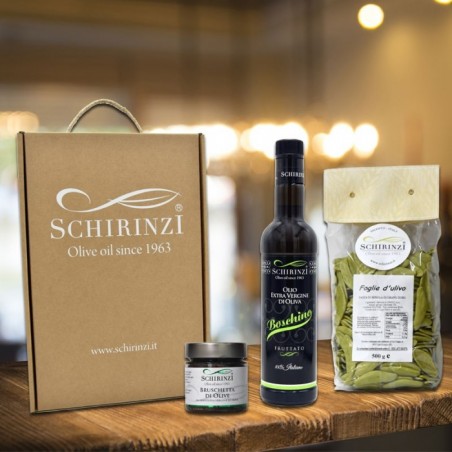 Geschenkbox aus Apulien, natives Olivenöl extra und typische Produkte aus Salento