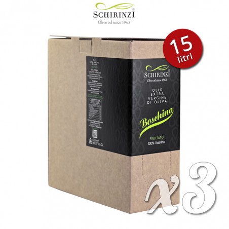 Confezione 15 litri Bag in box con Olio Extravergine Boschino non filtrato, pugliese e prodotto nel Salento