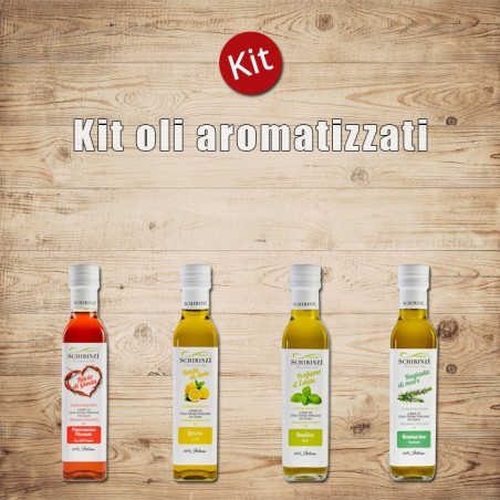 Mit natürlichen Essenzen aromatisiertes Öl-Kit, hergestellt in Apulien im Salento